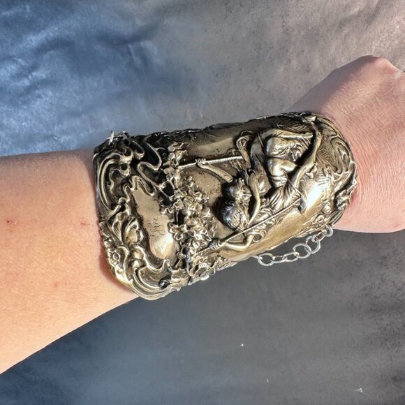 Pierre Auguste Cot Stom Lovers Gladiator Sterling Silver Cuff Bracelet Antique - Picture 4 of 12